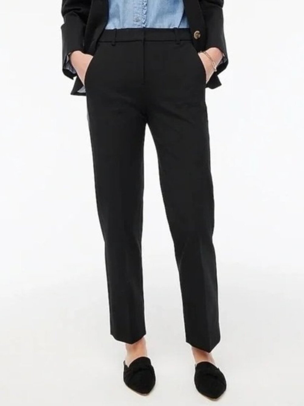 J. Crew Kallie Pants Black Trousers Slim Straight Leg Stretch Dress Pants 4T
